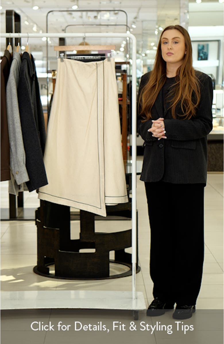 Asymmetric Faux Wrap Midi Skirt, sales video thumbnail