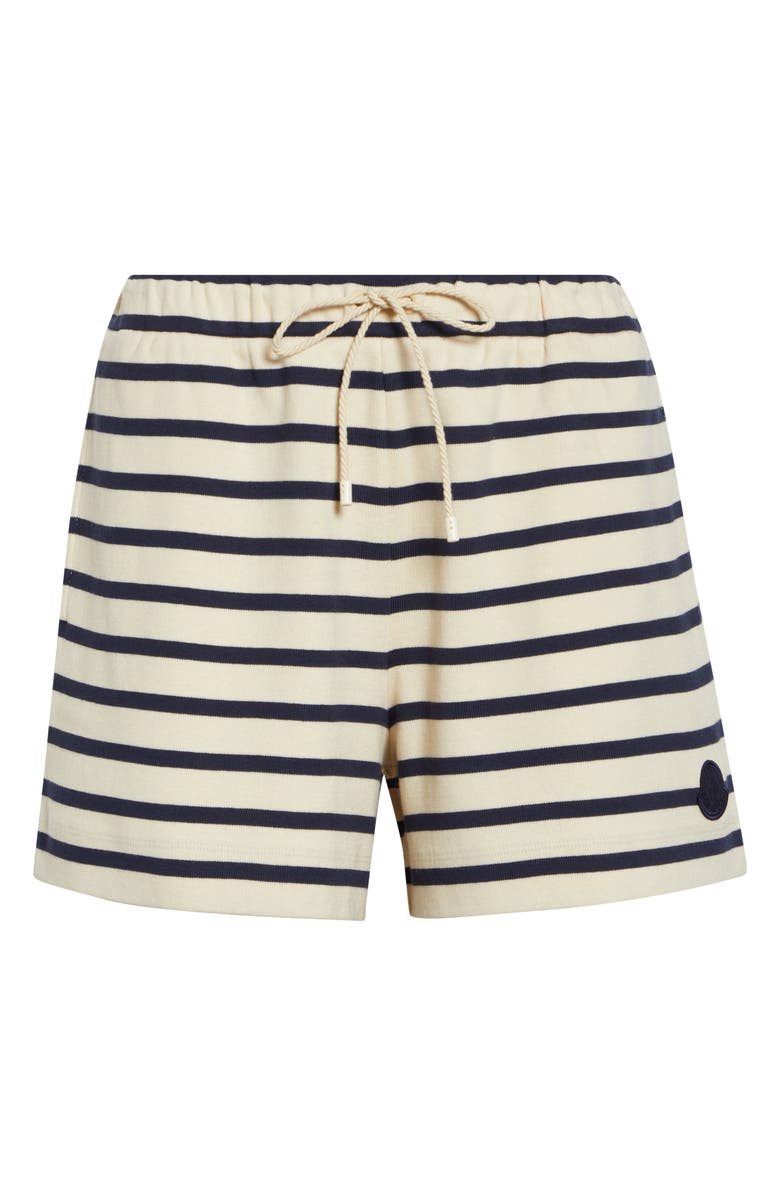 Moncler Stripe Cotton Shorts, Alternate, color, Blue/ Ivory
