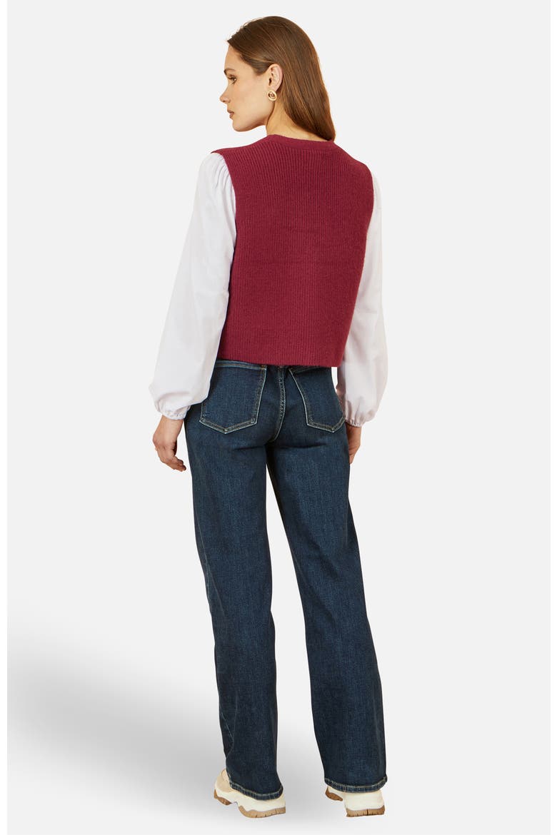 Knitted Pullover Waistcoat, Alternate, color, Burgundy