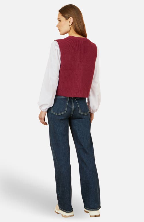 Yumi Knitted Pullover Waistcoat In Burgundy