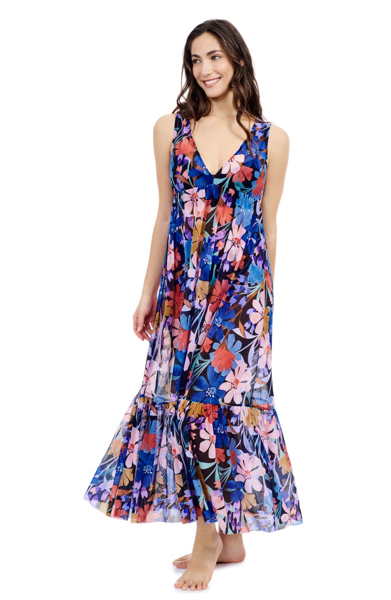 Profile by Gottex Melody V-Neck Maxi Mesh Dress, Alternate, color, 