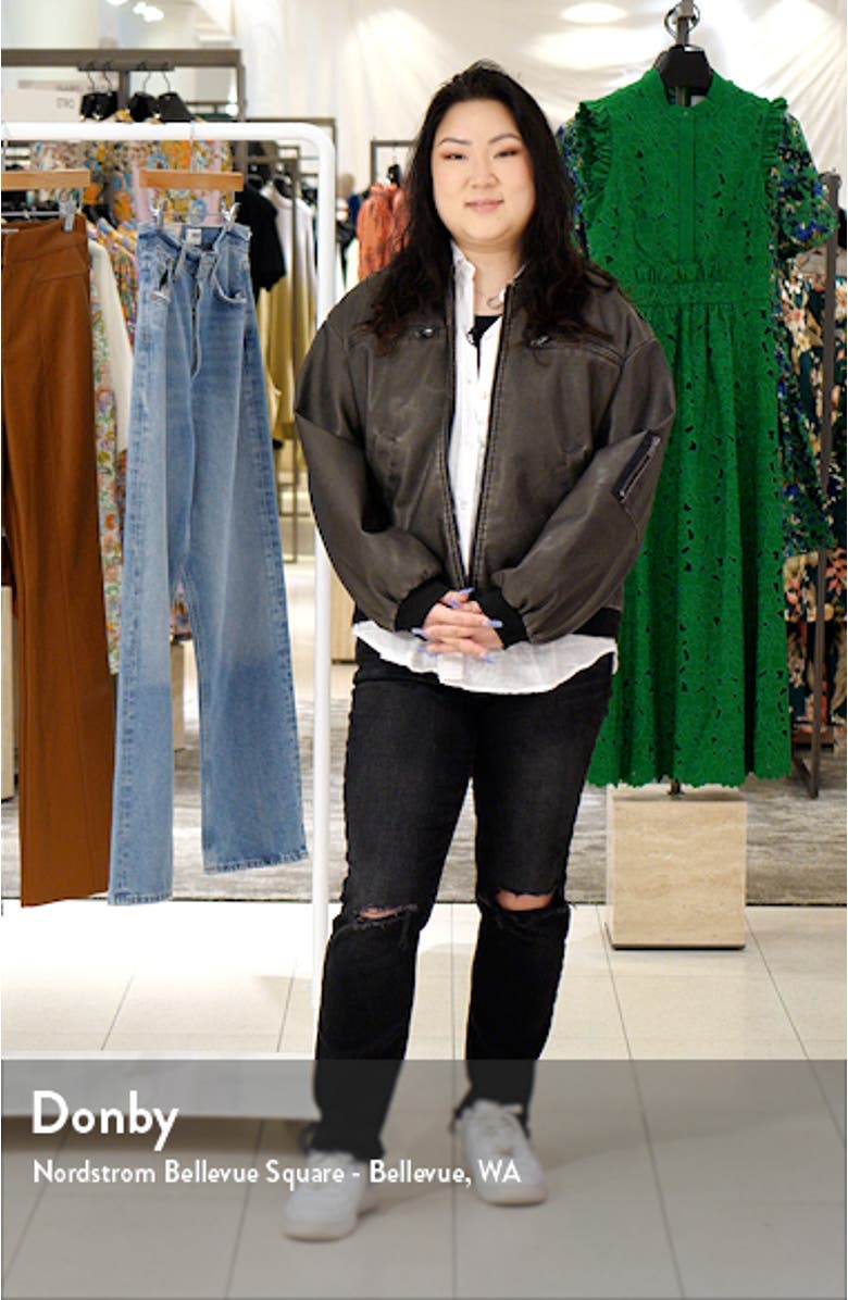 Vava Washed Faux Leather Bomber Jacket, sales video thumbnail