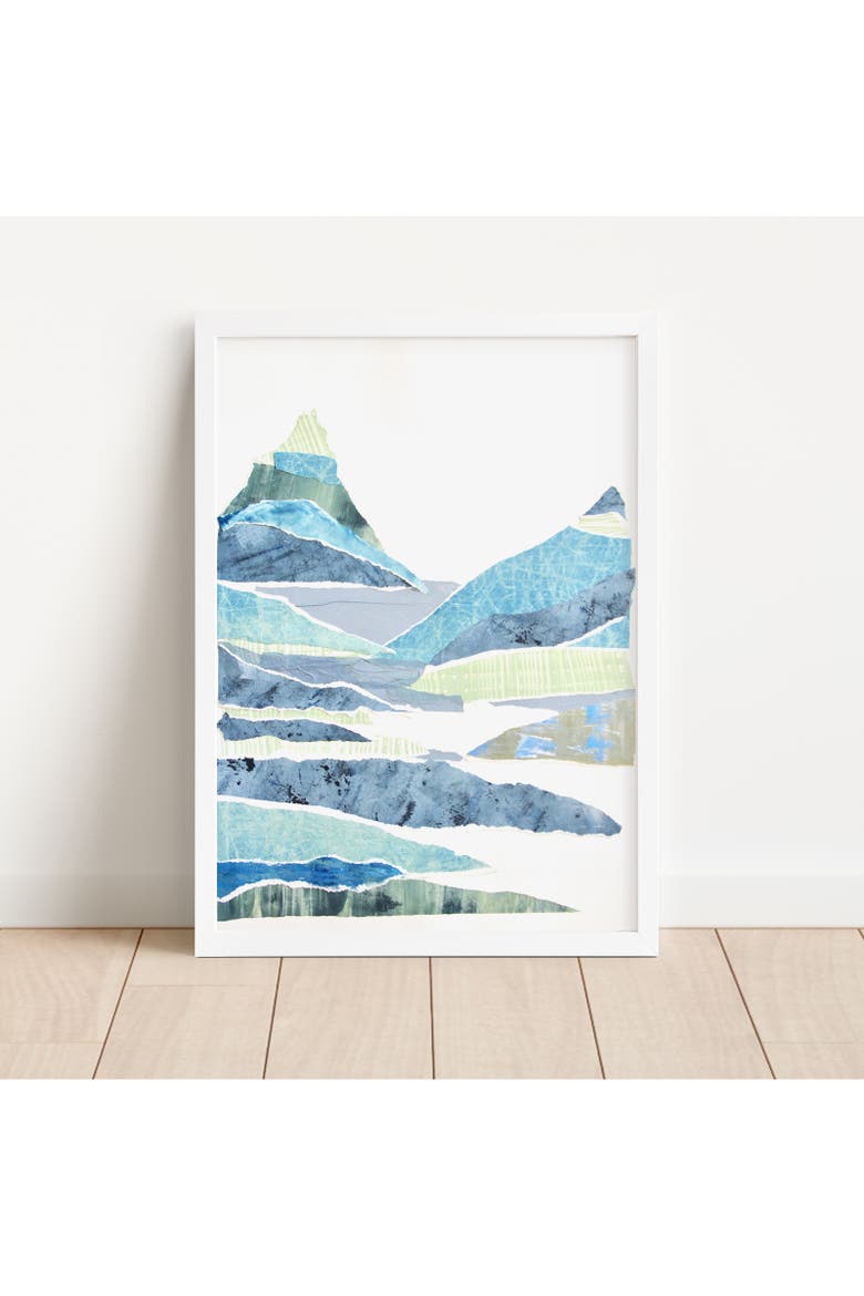 Layered Mountain Small Framed Print, Alternate, color, Blue