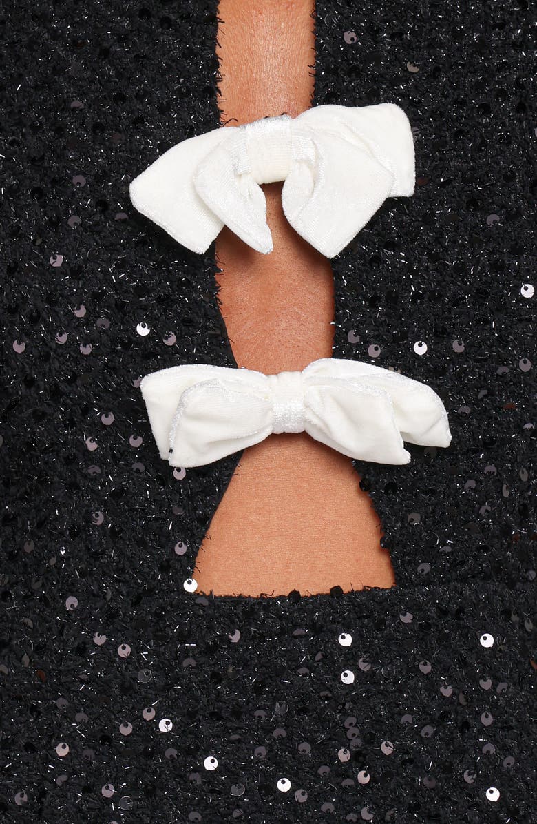 Petal & Pup Natasha Sequin Bouclé Minidress, Alternate, color, Black