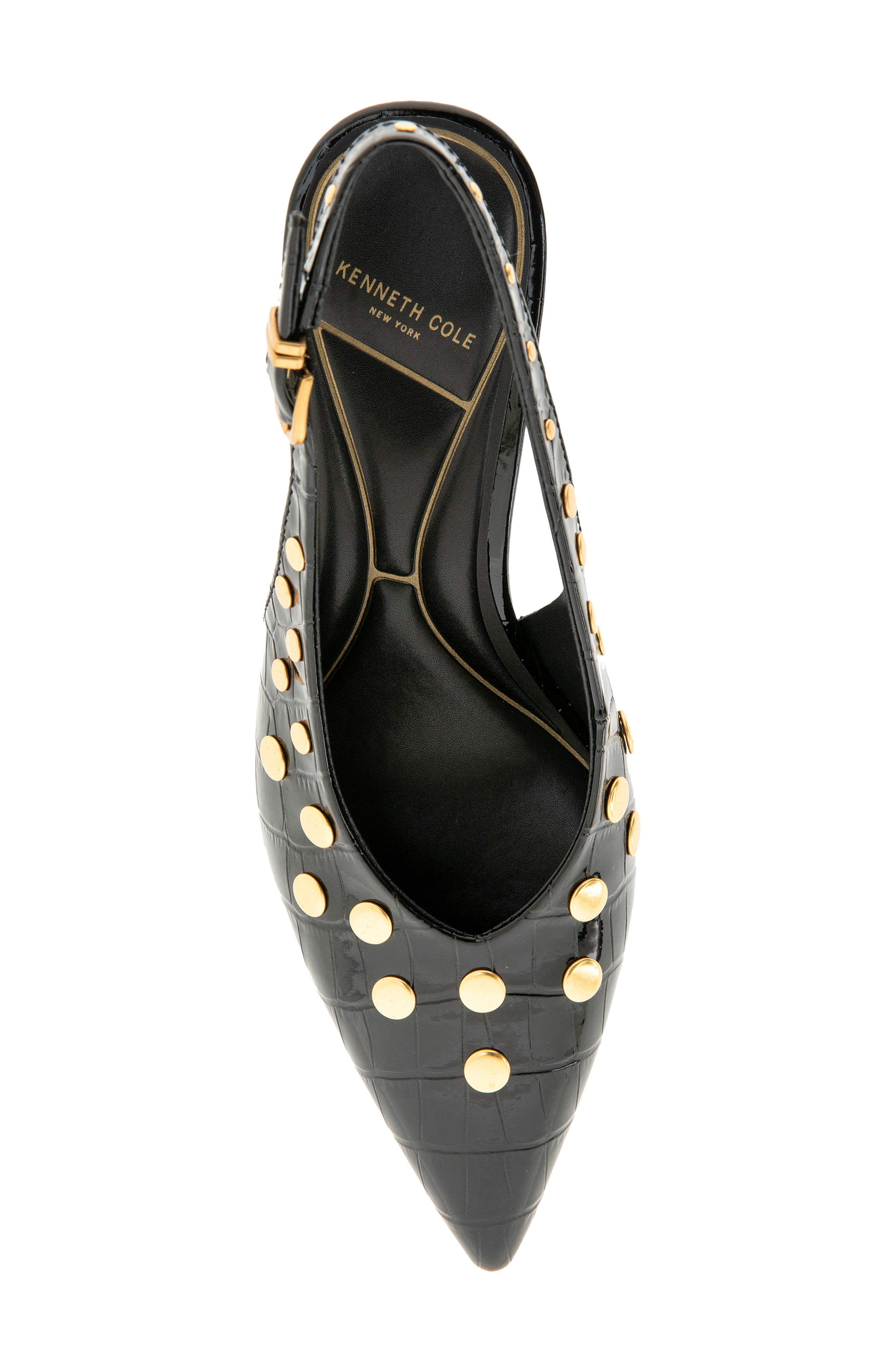 Ulysses Faux Leather Croc Embossed Pointed Toe Slingback Pump, Alternate, color, BLACK CROCO