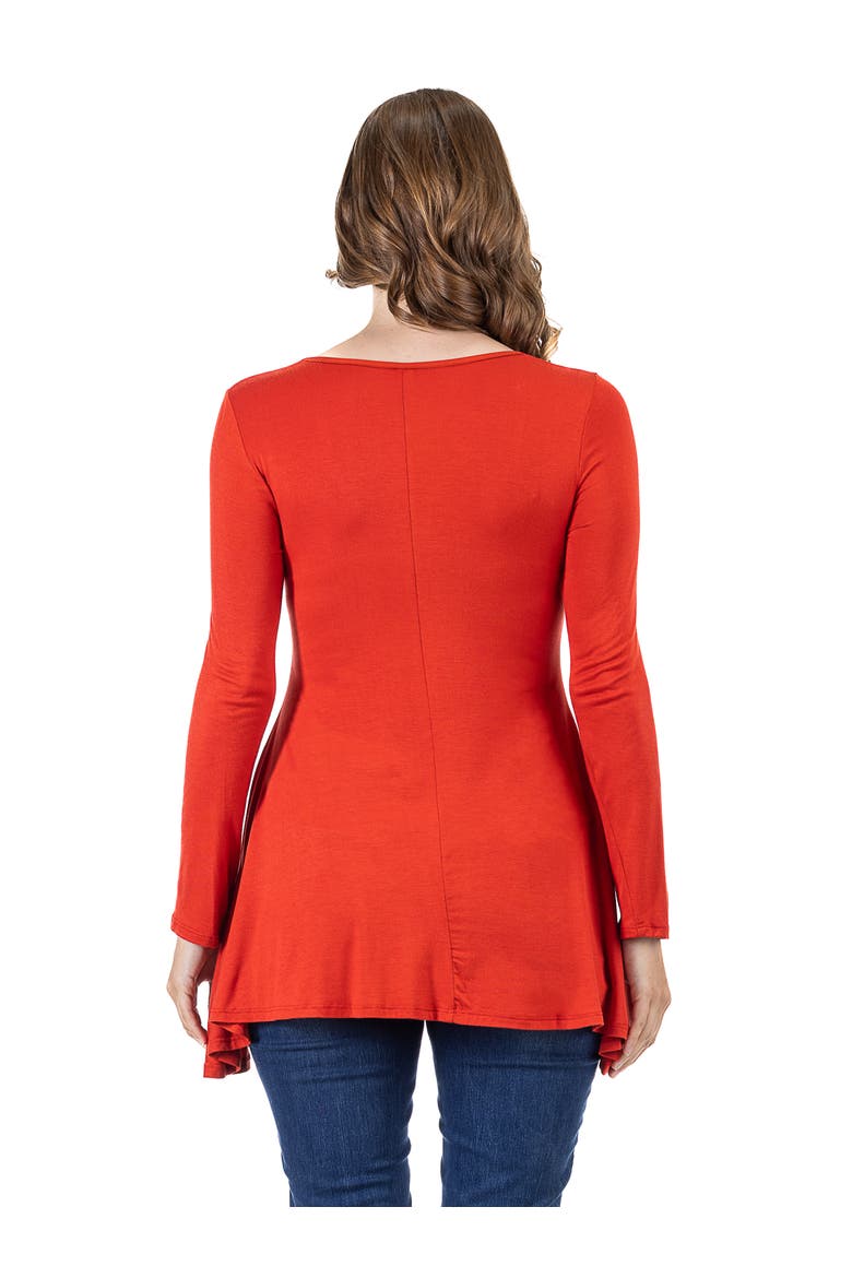 Long Sleeve Solid Color Swing Style Flared Tunic Top, Alternate, color, Rust