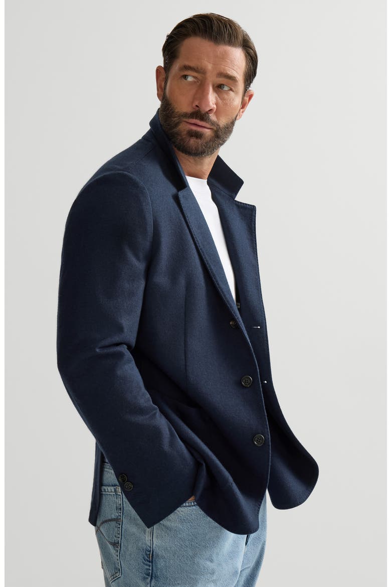 Cashmere jersey blazer with patch pockets, Alternate, color, Cobalt