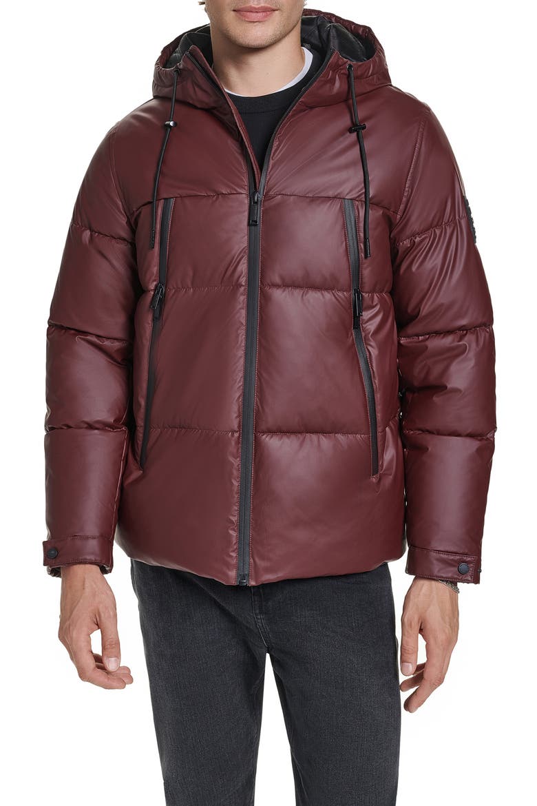 Water Resistant Puffer Jacket, Main, color, WINE