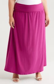 24seven Comfort Apparel Foldover Maxi Skirt