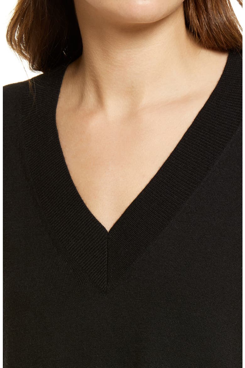 Women's V-Neck Sweater, Alternate, color, BLACK