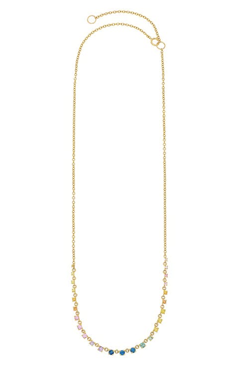Mylene 18k Gold Rainbow Sapphire Necklace