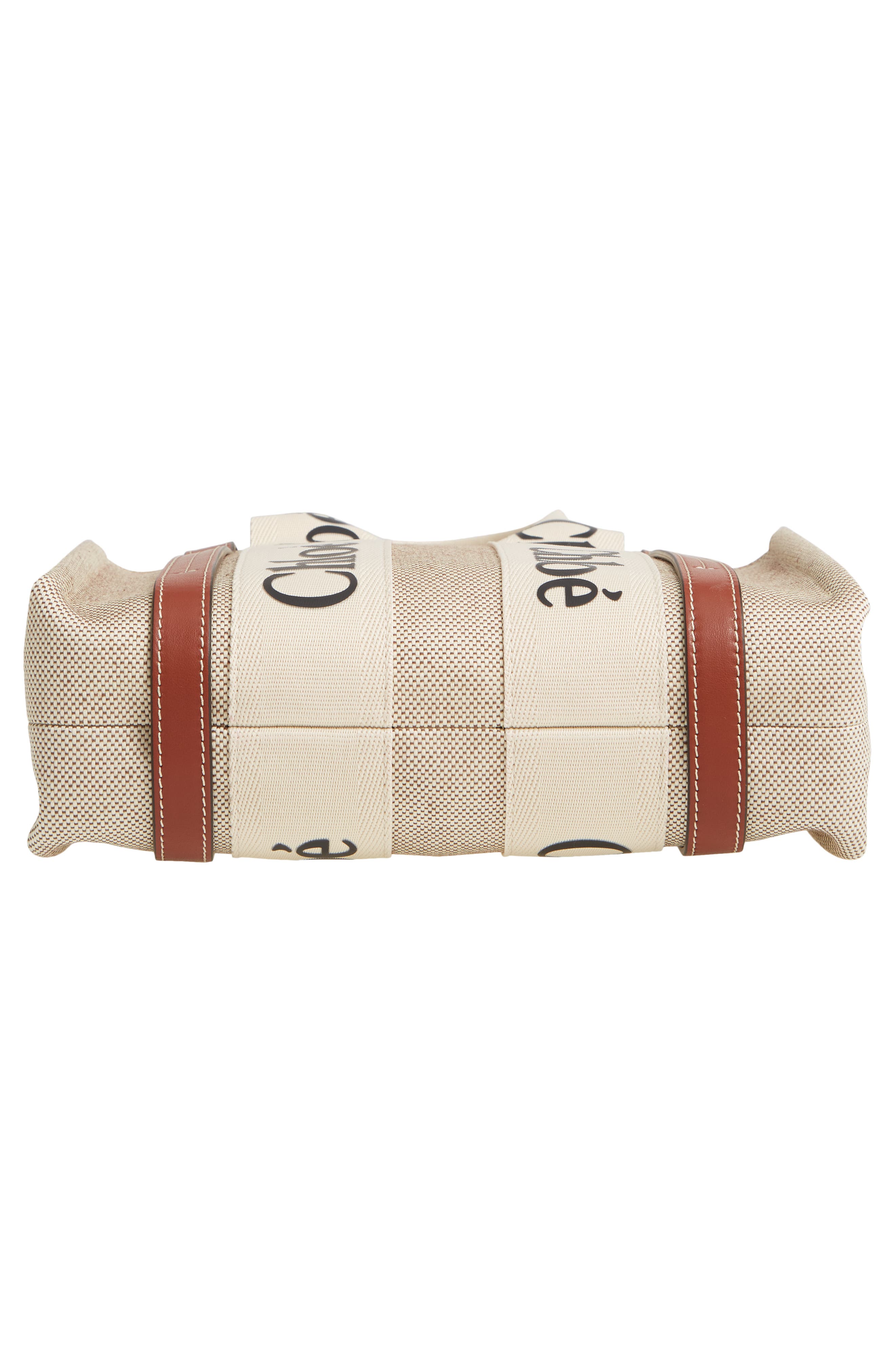 Mini Woody Logo Strap Canvas Tote, Alternate, color, WHITE-BROWN