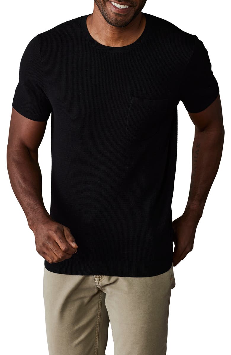 The Normal Brand Waffle Stitch Short Sleeve Sweater, Main, color, Black