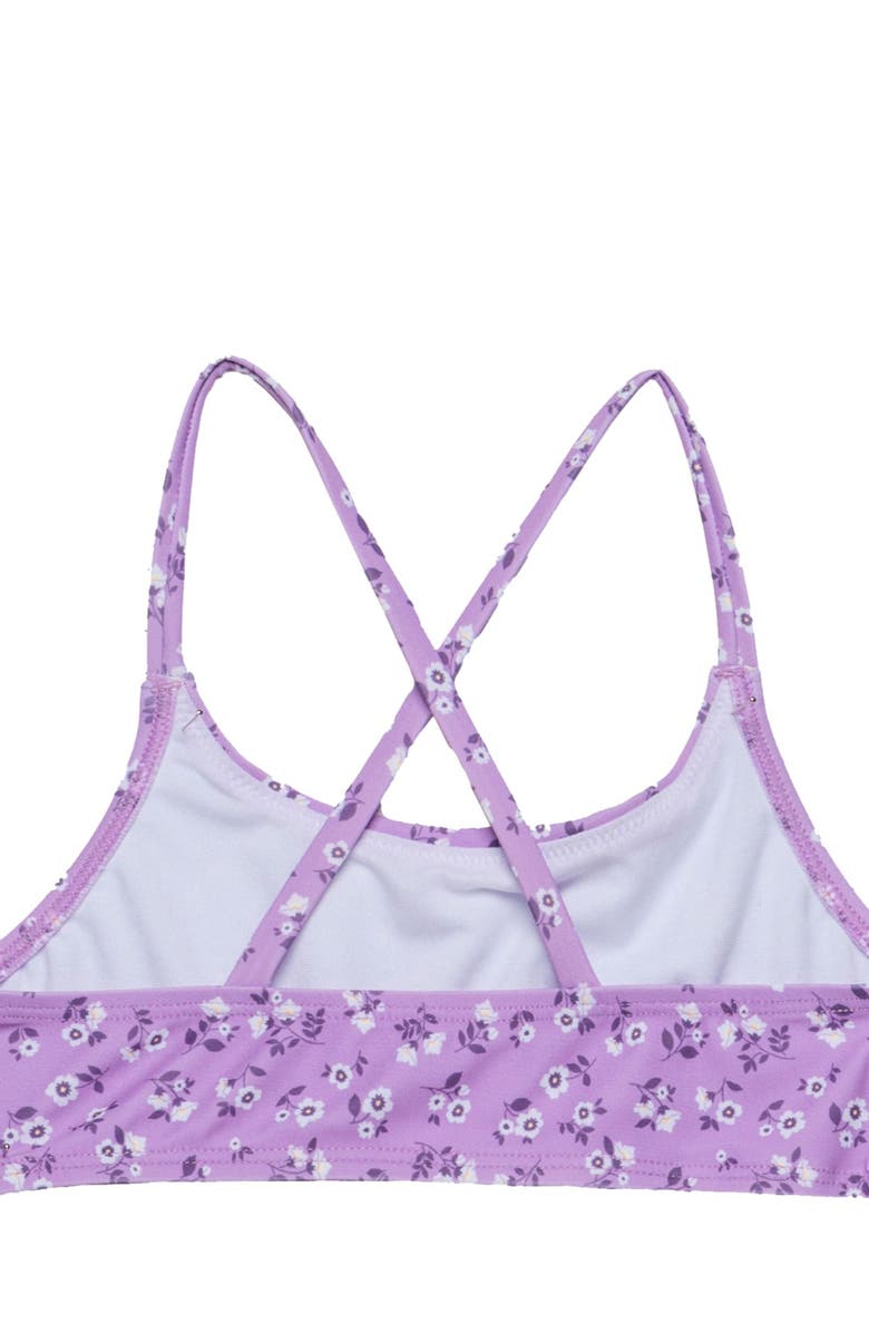 Gottex Kids Ditsy Floral Criss Cross Strap Swim Set, Alternate, color, Violet