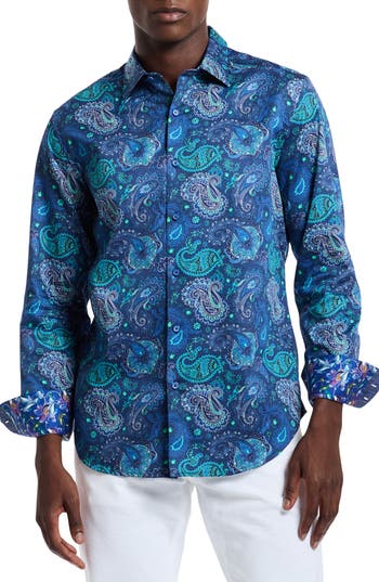 Robert Graham Titus Long Sleeve Button Down Shirt In Blue