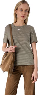 GERARD DAREL Melva Linen Blend Striped T-Shirt