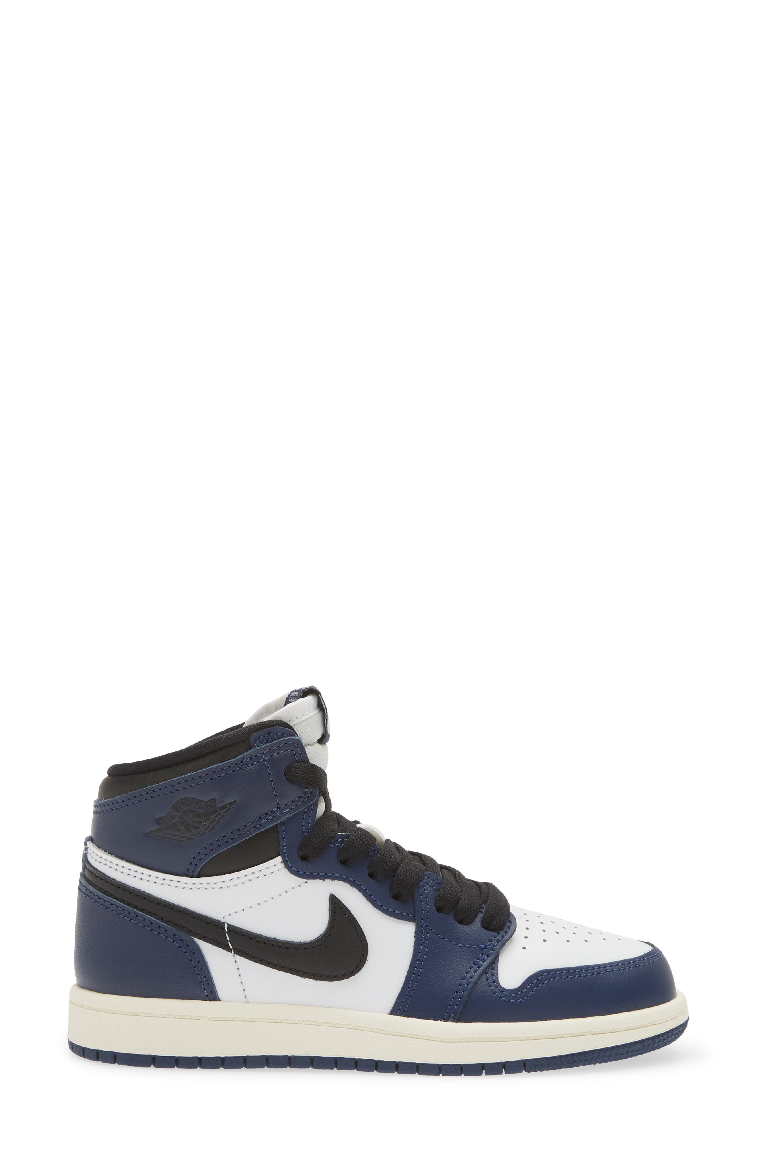 Jordan Kids' Air Jordan 1 Retro High OG Basketball Sneaker, Alternate, color, Navy/ Black/ White/ Sail