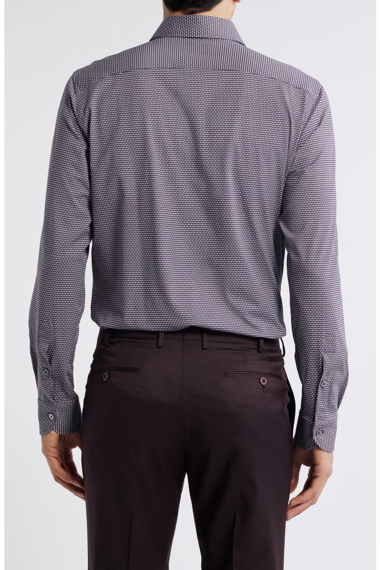 Abbey Geometric Print Knit Cotton Blend Dress Shirt, Alternate, color, GREY