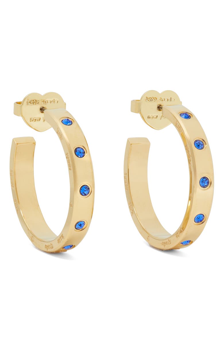 Kate Spade New York so spade flat hoop earrings, Main, color, Sapphire.