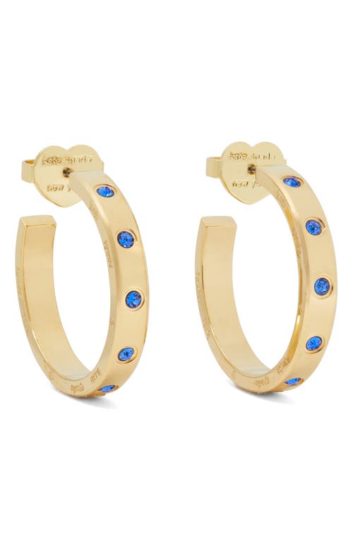 Kate Spade New York so spade flat hoop earrings in Sapphire. 