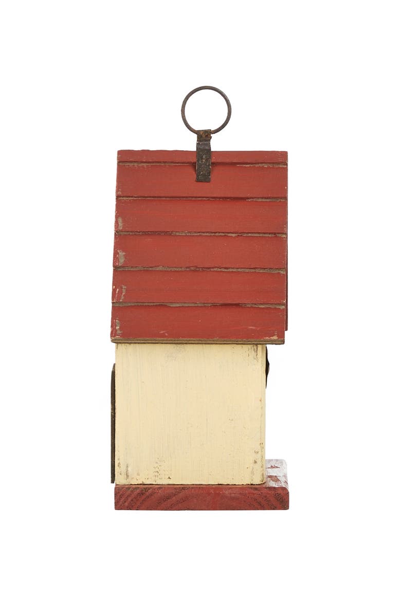 Glitzhome Distressed Solid Wood Decorative Outdoor Garden Birdhouse with 3D Flower or Maple, Alternate, color, Red