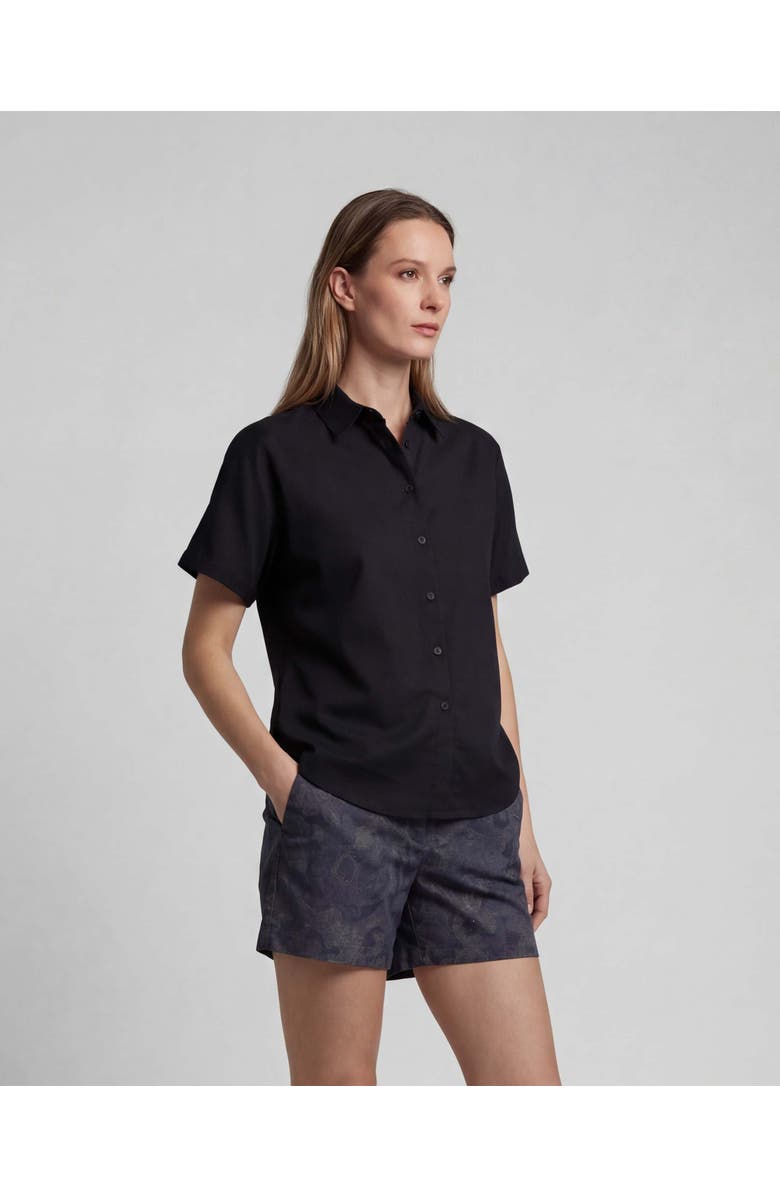 Lords of Harlech Womens Short Sleeve Linen Shirt, Alternate, color, Black