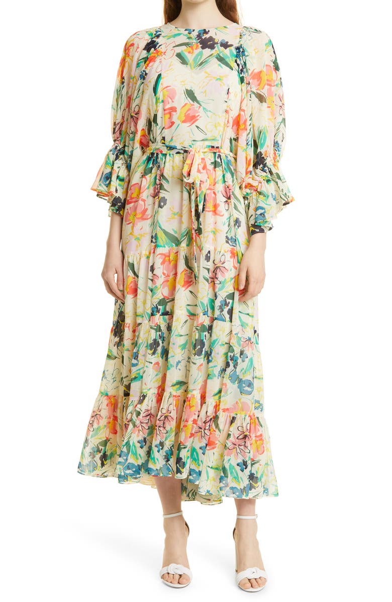 Ted Baker London Kyrie Long Sleeve Floral Maxi Dress, Main, color, 