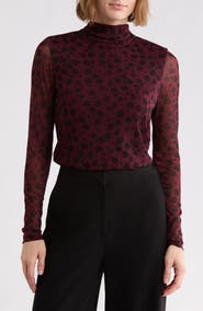 Sanctuary Everyday Mock Neck Long Sleeve Mesh Top