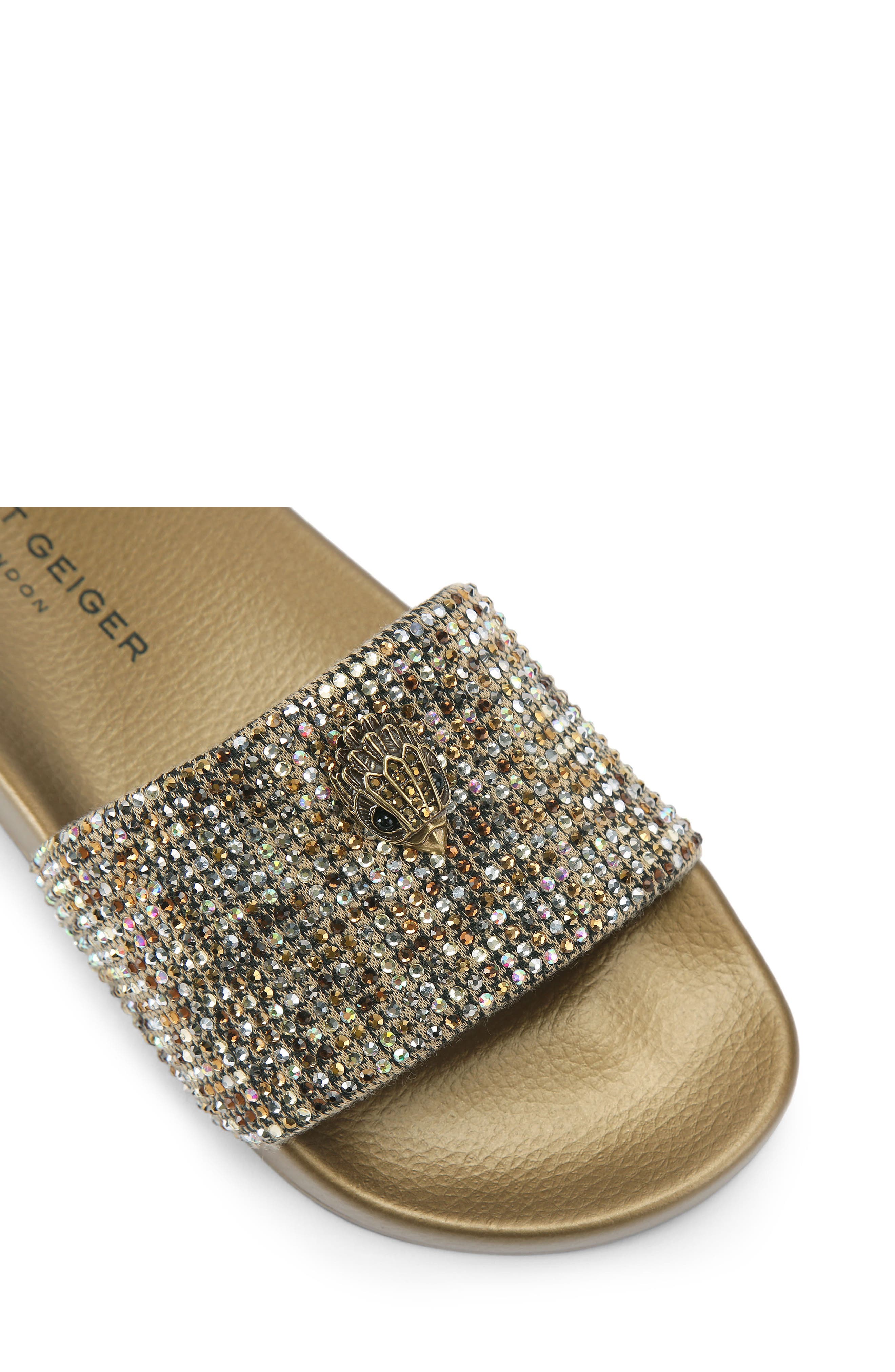 Kurt Geiger London Meena Eagle Glitter Slide Sandal, Alternate, color, Rust/ Copper