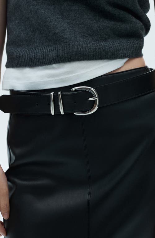 Mango Faux Leather Pencil Skirt In Black