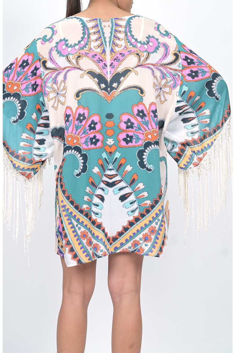 Fringe Kimono Wrap, Alternate, color, CREAM TEAL