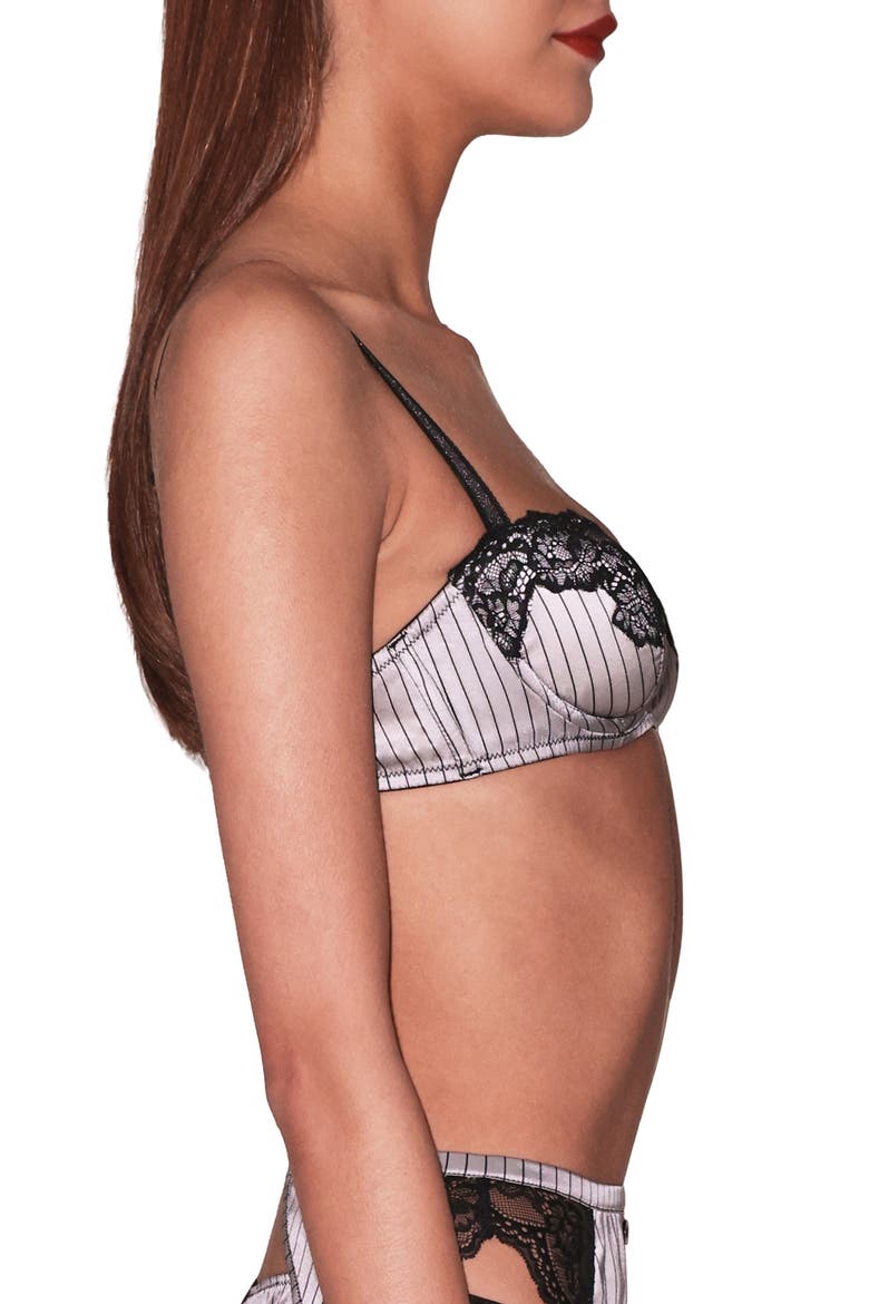 Executive Underwire Silk Trim Balconette Bra, Alternate, color, ASH PINSTRIPE