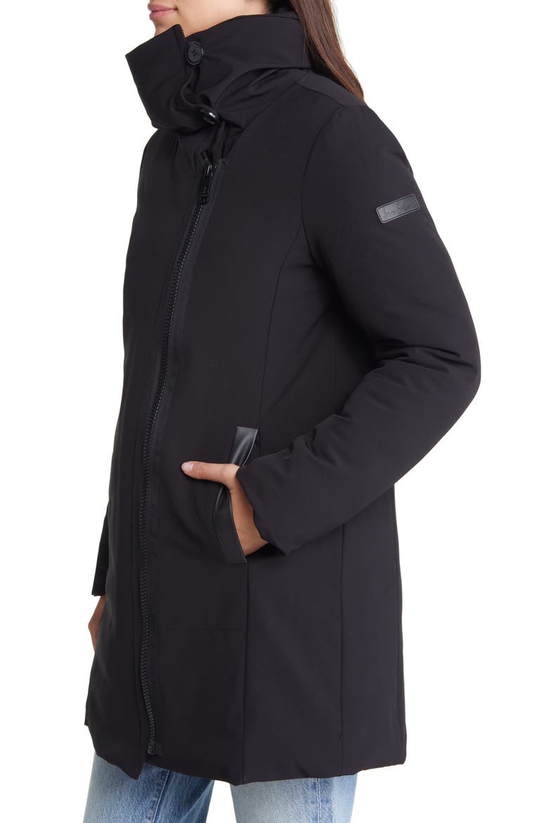 Asymmetric Zip Water Repellent Parka, Alternate, color, BLACK