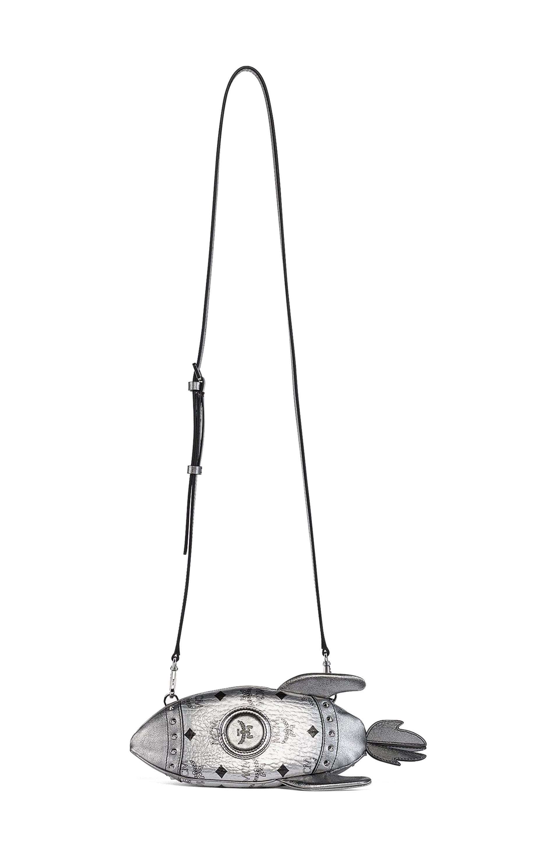 MCM Aren Rocket Crossbody in Visetos, Alternate, color, Silver