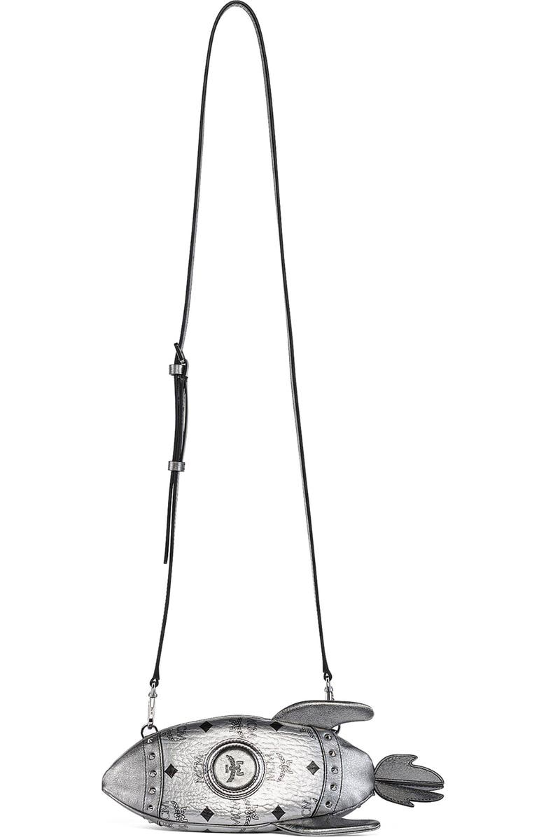 MCM Aren Rocket Crossbody in Visetos, Alternate, color, Silver