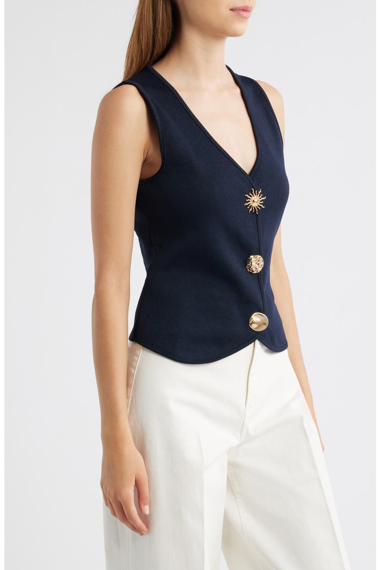 Statement Button Knit Vest, Alternate, color, NAVY