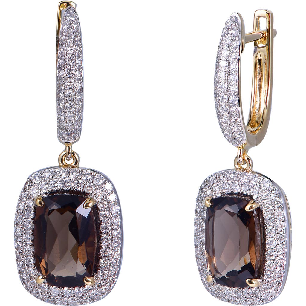 Kahn High Jewelry Smoky Quartz Earrings With Diamonds In Brown