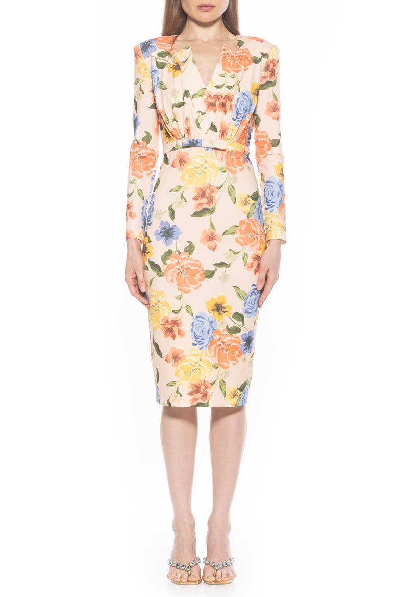 Arleth V-Neck Sheath Dress, Main, color, SAND FLORAL