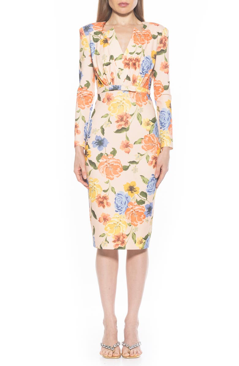 Alexia Admor Arleth V-Neck Sheath Dress, Main, color, Sand Floral