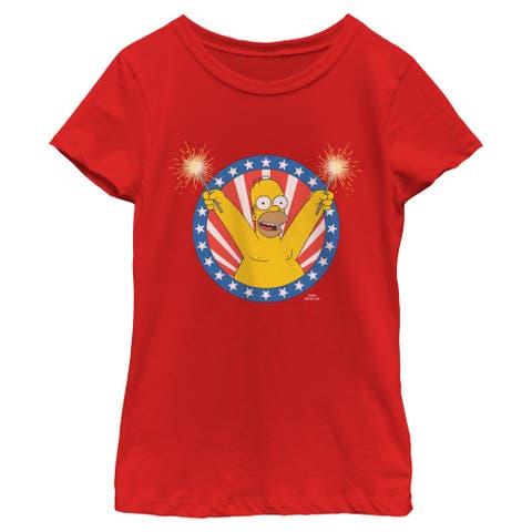 Girl's The Simpsons Festive Homer Portrait  Graphic T-Shirt