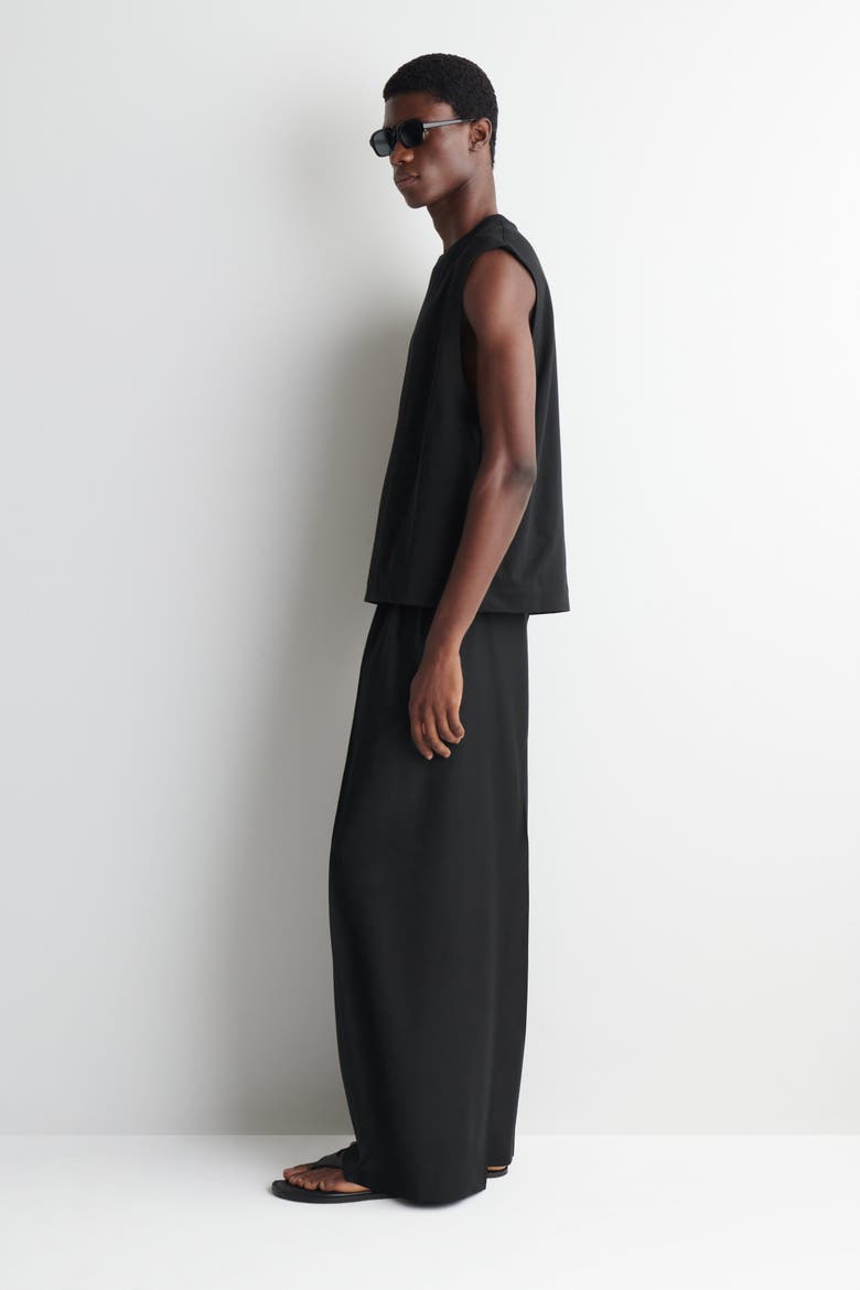Relaxed Cotton-crepe Tank Top, Alternate, color, BLACK