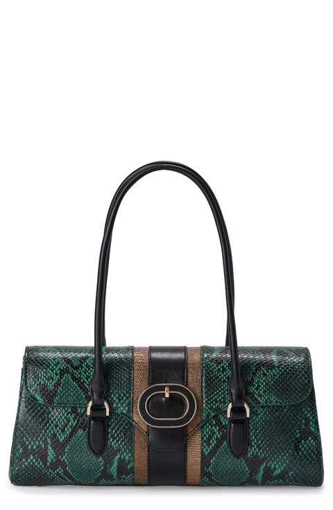 Dayan Croc Embossed Leather Satchel