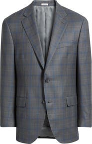 Peter Millar Flynn Classic Fit Grey Plaid Wool Sport Coat