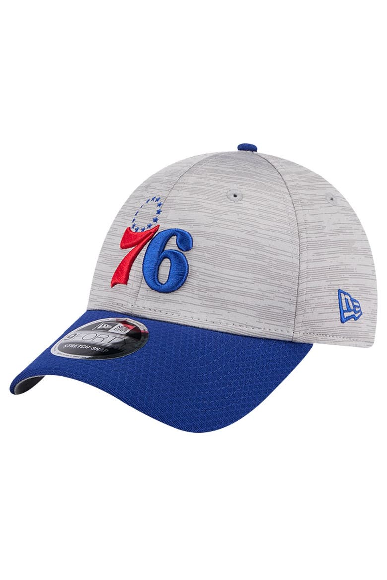 Men's New Era Heather Gray/Royal Philadelphia 76ers Active Digi-Tech Two-Tone 9FORTY Adjustable Hat, Main, color, Heather Gray