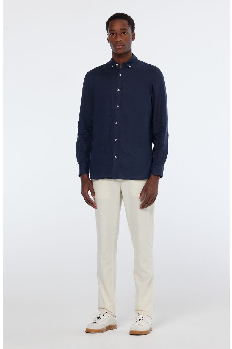 Linen Button-Down Shirt, Alternate, color, NIGHT