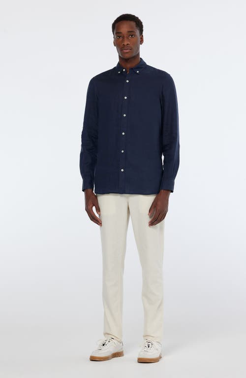 Scotch & Soda Linen Button-down Shirt In Night