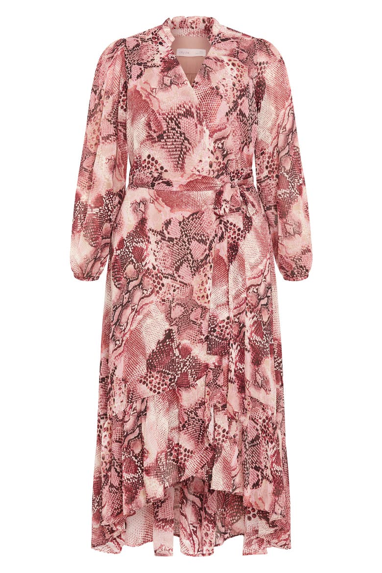 Instinct Snakeskin Print Long Sleeve Wrap Dress, Alternate, color, VIPER