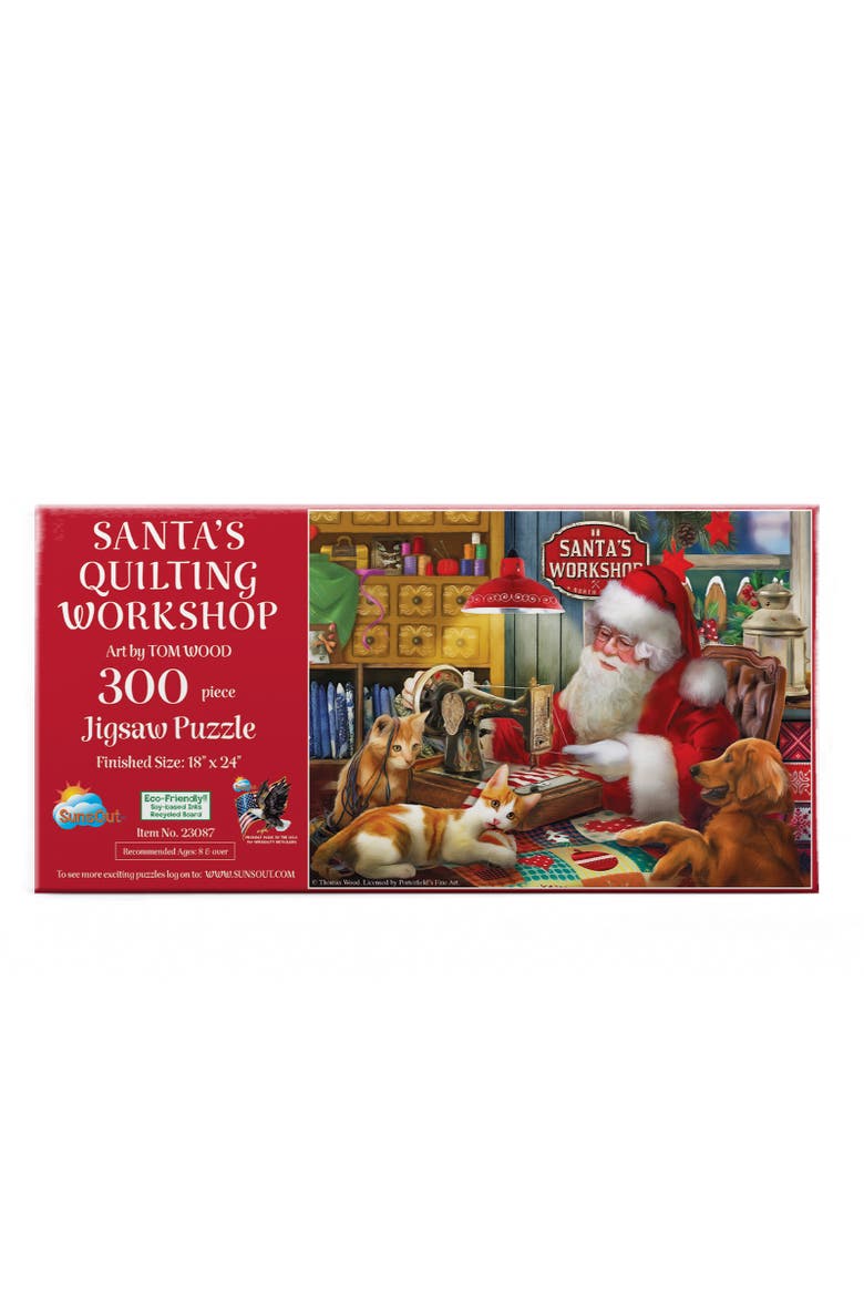 Santa's Quilting Workshop 300 piece Jigsaw Puzzle for Adults, Alternate, color, Multicolor