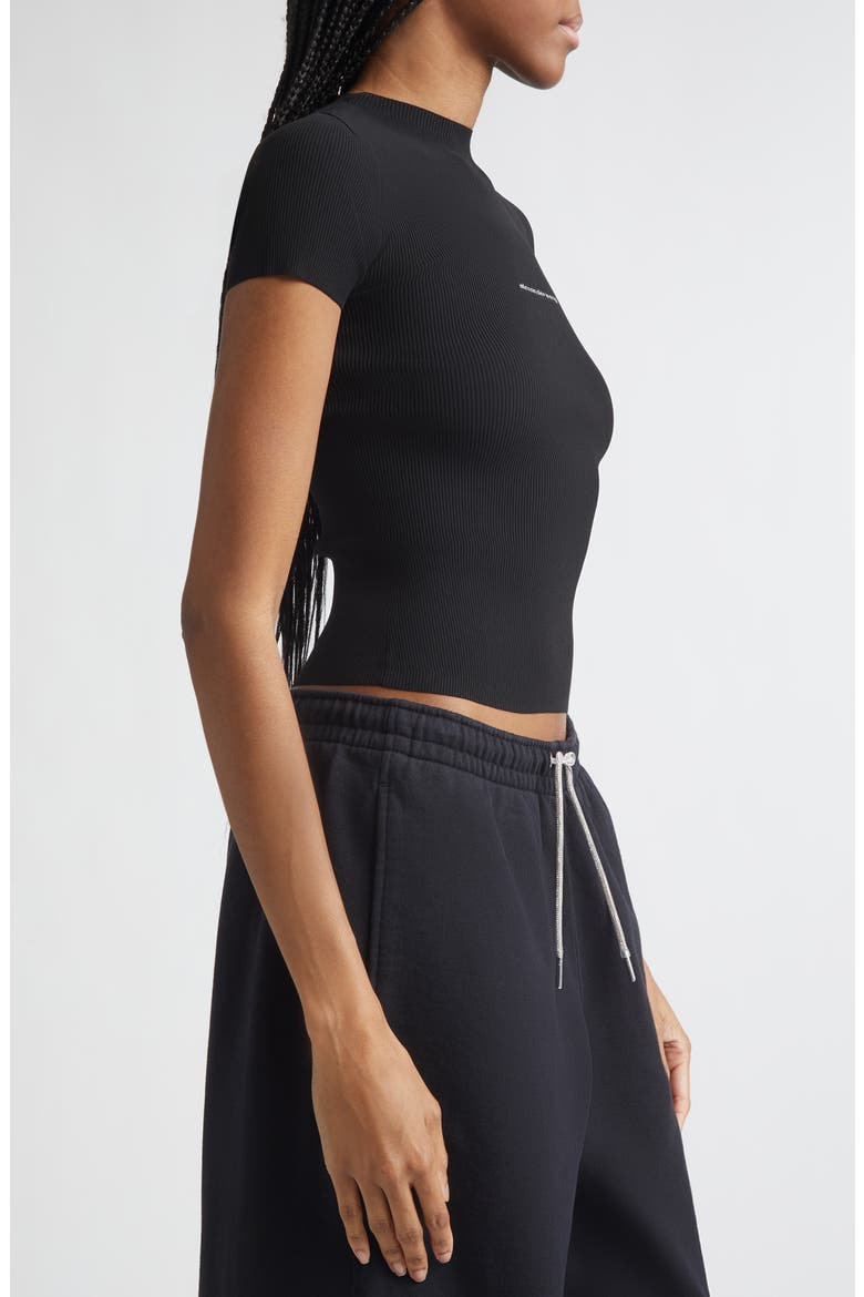 Jacquard Logo Rib Sweater, Alternate, color, BLACK