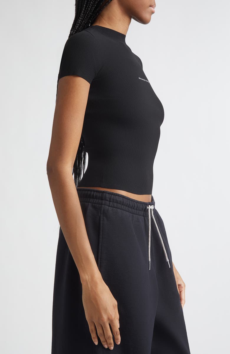 Alexander Wang Jacquard Logo Rib Sweater, Alternate, color, Black